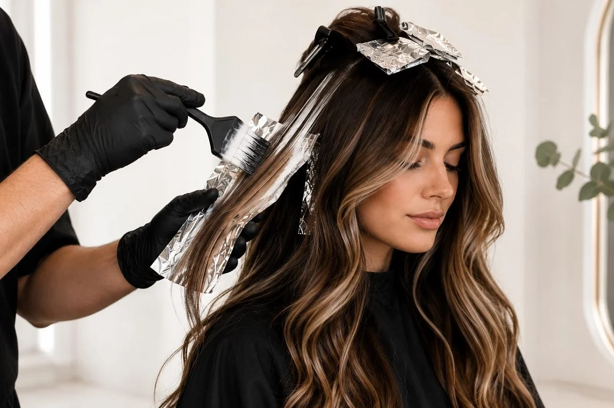 اجرای خدمات رنگ و لایت مو در سالن زیبایی زنانه