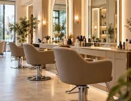 فضای داخلی سالن زیبایی تمیز و مجهز